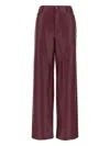 Rotate Birger Christensen Mid-rise Faux Leather Wide-leg Pants In Brown