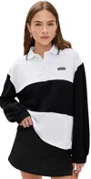 Rotate Birger Christensen Long-sleeved Polo Shirt Ribbed Cuffs In Black