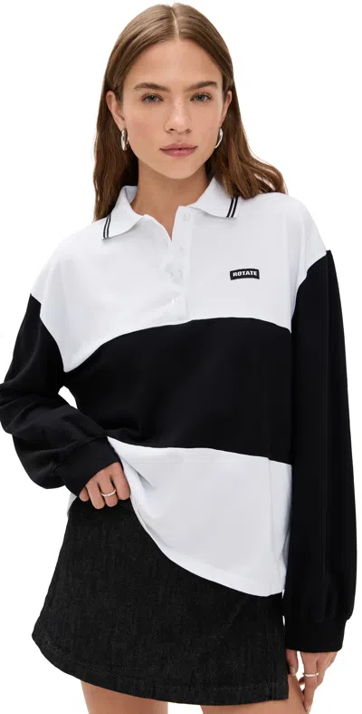 ROTATE BIRGER CHRISTENSEN PIQUE LONGSLEEVE POLO BRIGHT WHITE