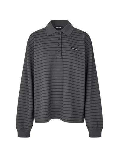 Rotate Birger Christensen Pique Longsleeve Polo In Gray