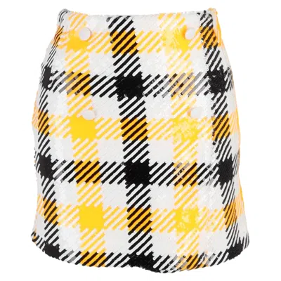Rotate Birger Christensen Plaid Mini Skirt In Yellow Polyester
