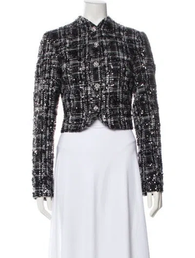 Pre-owned Rotate Birger Christensen Plaid Print Evening Jacket In Black