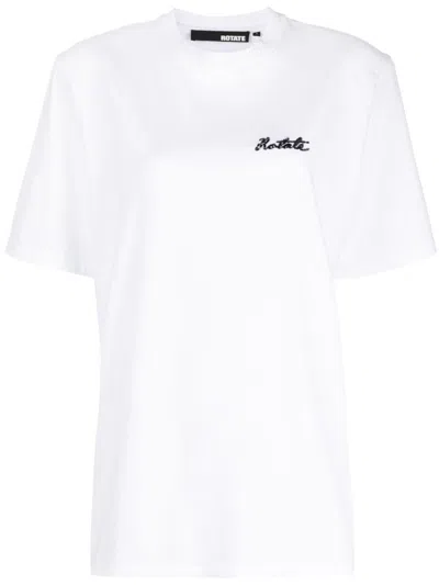 Rotate Birger Christensen Plain Wide T-shirt With Logo In White