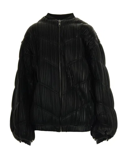 Rotate Birger Christensen Pleated Black Bomber Jacket