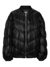 Rotate Birger Christensen Faux Leather Pleated Bomber Jacket In Black