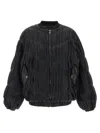 Rotate Birger Christensen Pleated Bomber Jacket In Black