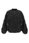 Rotate Birger Christensen Pleated Bomber Jacket In Black