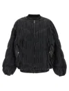 Rotate Birger Christensen Pleated Bomber Jacket In Black