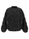 Rotate Birger Christensen Pleated Bomber Jacket In Black