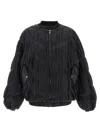 Rotate Birger Christensen Pleated Bomber Jacket In Black
