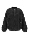 Rotate Birger Christensen Pleated Bomber Jacket In Black