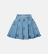 Rotate Birger Christensen Pleated Denim Miniskirt In Blue