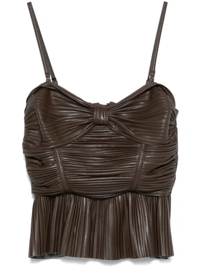Rotate Birger Christensen Pleated Top In Brown