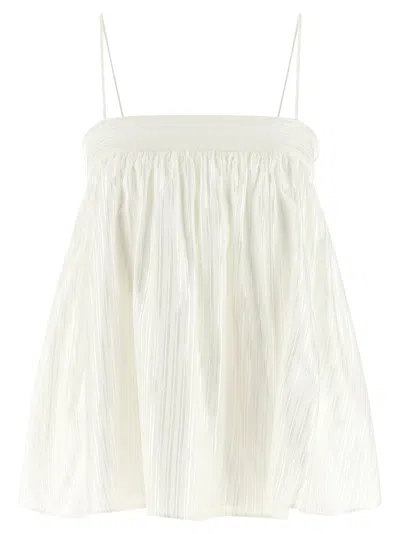 Rotate Birger Christensen Pleated Viscose Blouse In White