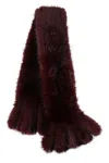 Rotate Birger Christensen Plush Faux Fur Scarf In Rich Burgundy In Brown