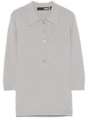 Rotate Birger Christensen Textured Collared Polo Shirt In Grey