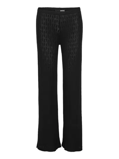 Rotate Birger Christensen Pointelle Elastic-waist Trousers In Black
