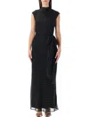 Rotate Birger Christensen Long Dress With Tie In Black