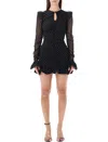 Rotate Birger Christensen Torana Polka-dot Ruched Minidress In Black