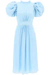 Rotate Birger Christensen Rotate Midi Sequin Dress With Balloon Sleeves In Oval Polka Dot + Cool Blue Comb. (light Blue)