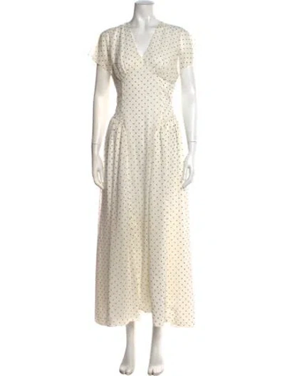 Pre-owned Rotate Birger Christensen Polka Dot Print Long Dress In Neutral