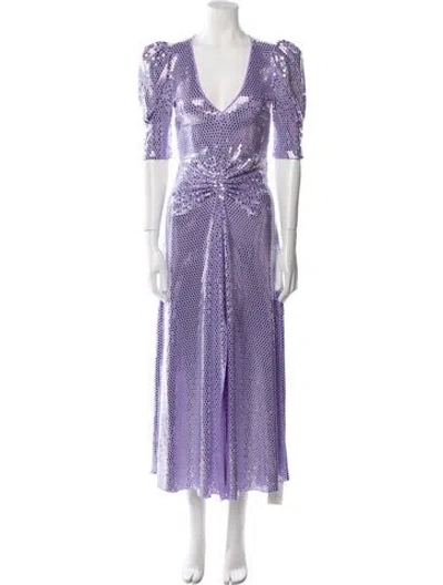 Pre-owned Rotate Birger Christensen Polka Dot Print Long Dress W/ Tags In Purple