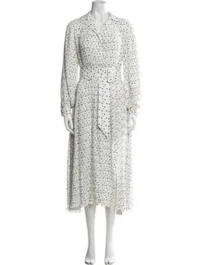 Pre-owned Rotate Birger Christensen Polka Dot Print Midi Length Dress In Grey