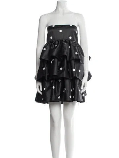 Pre-owned Rotate Birger Christensen Polka Dot Print Mini Dress In Black