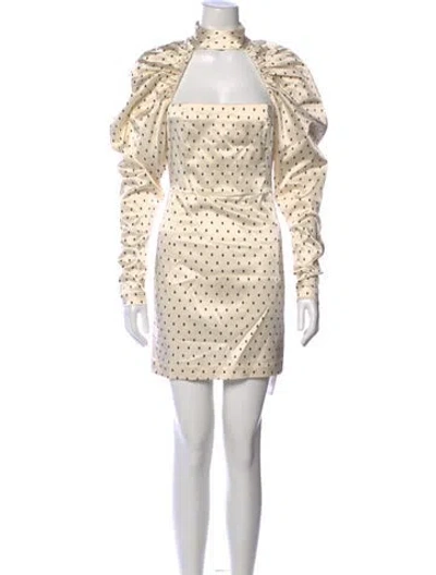 Pre-owned Rotate Birger Christensen Polka Dot Print Mini Dress W/ Tags In Neutral