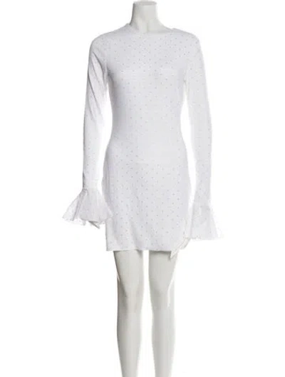 Pre-owned Rotate Birger Christensen Polka Dot Print Mini Dress W/ Tags In White