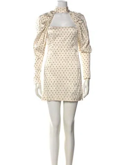 Pre-owned Rotate Birger Christensen Polka Dot Print Mini Dress In White