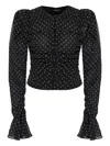 Rotate Birger Christensen Chiffon Ruched Top In Black