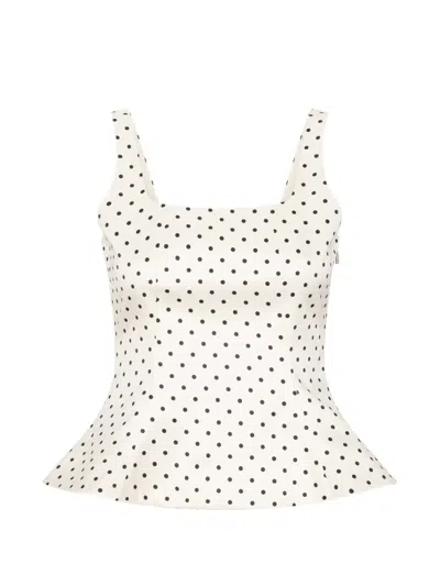Rotate Birger Christensen Polka Dot Sleeveless Vest In White