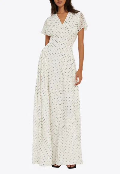 ROTATE BIRGER CHRISTENSEN POLKA DOT V-NECK MAXI DRESS 