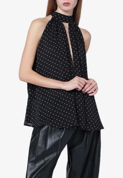 ROTATE BIRGER CHRISTENSEN POLKA DOTS BLOUSE WITH INTEGRATED-SCARF