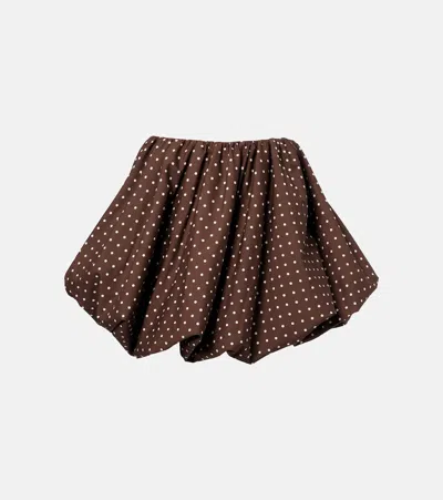 Rotate Birger Christensen Polka-dot Cotton-blend Miniskirt In Brown