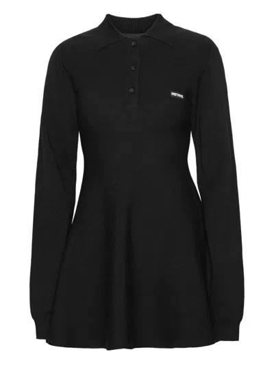 Rotate Birger Christensen Polo-collar Mini Dress In Black