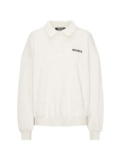 Rotate Birger Christensen Polo Heavy Sweatshirt In White