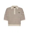 Rotate Birger Christensen Striped Polo Shirt With Logo Patch In Neutral