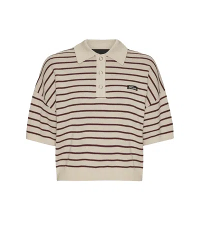 ROTATE BIRGER CHRISTENSEN BEIGE SLINKY KNIT POLO