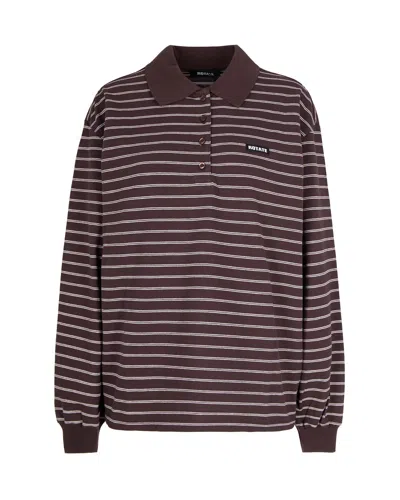 Rotate Birger Christensen Polo Pique Longsleeve Molé In Brown