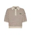 Rotate Birger Christensen Striped Polo Shirt With Logo Patch In Neutral