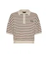 Rotate Birger Christensen Striped Polo Shirt With Logo Patch In Neutral