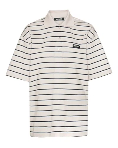 Rotate Birger Christensen Polo Shirt Jersey Orchid Ice In White