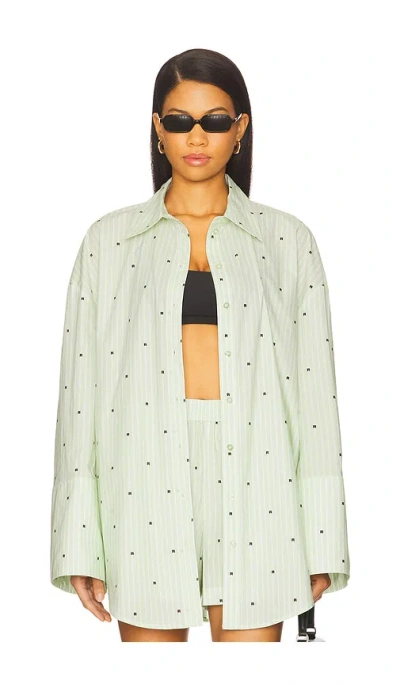 Rotate Birger Christensen Poplin Oversized Shirt In Gray