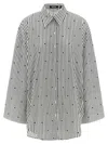 Rotate Birger Christensen Poplin Oversized Striped Shirt In Pattern