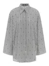 Rotate Birger Christensen Poplin Oversized Striped Shirt In White