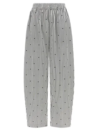 Rotate Birger Christensen Striped Elasticated-waistband Trousers In Black