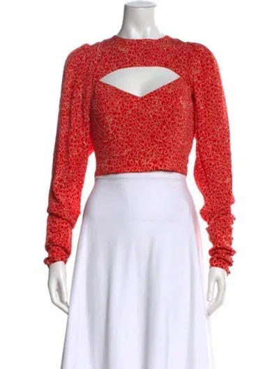 Pre-owned Rotate Birger Christensen Printed Crew Neck Crop Top In Orange