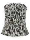 Rotate Birger Christensen Blackwhite Printed Denim Top In Black